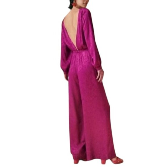 Sezane Pants - Sezane Editions Debbie Jumpsuit Romper Wide Leg Pants V Neck Back 38 US 6
